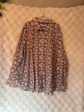 Foxcroft Women’s Button-Up with Geometric Print Size 22W